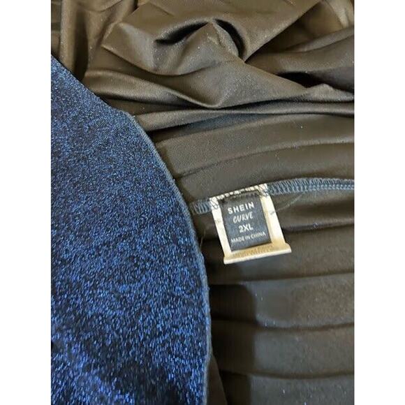 Shein Formal Dress Gown Green Off Shoulder Stretch Slit Size 2x EUC - Picture 3 of 3